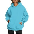 thumbnail image 1 of Oversized Hoodies with Pocket Women Cotton Plain Pullover Hooded Sweatshirts Sweater Long Sleeve Fleece Lined Tops (M, Sky Blue), 1 of 5