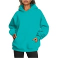 thumbnail image 1 of Oversized Hoodies with Pocket Women Cotton Plain Pullover Hooded Sweatshirts Sweater Long Sleeve Fleece Lined Tops (S, Mint Green), 1 of 5