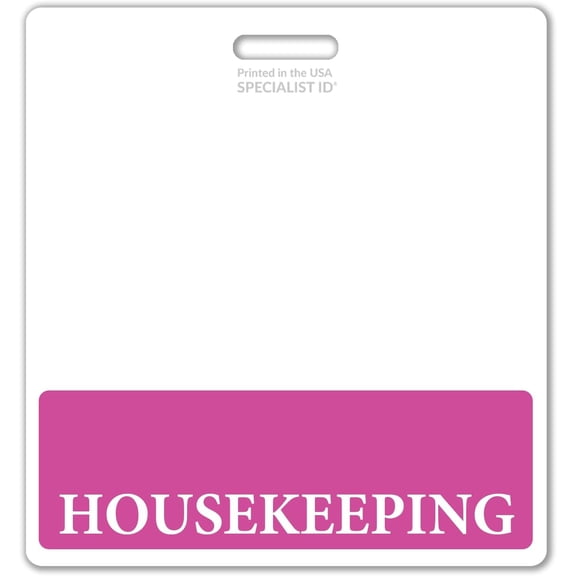 Oversized Housekeeping Badge Buddy Horizontal - XL Badge Buddies I'd Backer Card for Housekeepers - 3 3/8 X 4 1/8 - Wear with I’D Badge Holder - USA Printed by Specialist ID (Hot Pink)