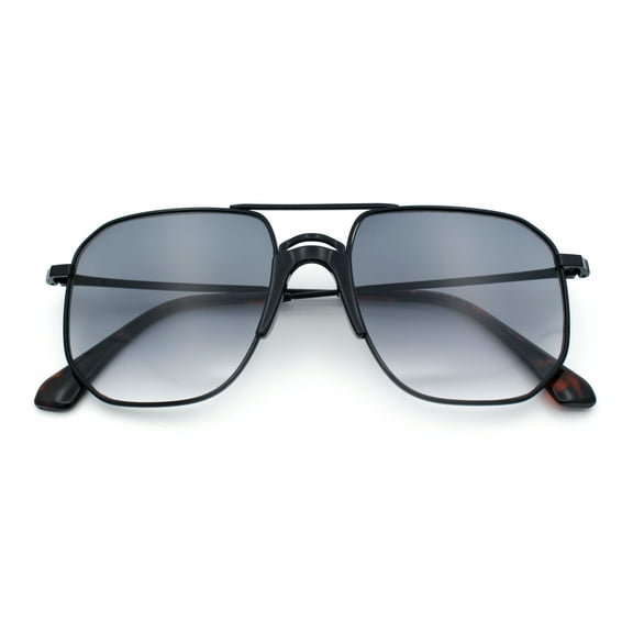 Oversized Iconic Plastic Nose Bridge Rectangle Officer Racer Sunglasses Black - Smoke