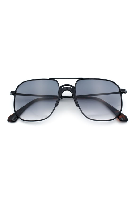 Oversized Iconic Plastic Nose Bridge Rectangle Officer Racer Sunglasses Black - Smoke