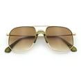 thumbnail image 1 of Oversized Iconic Plastic Nose Bridge Rectangle Officer Racer Sunglasses Gold Green - Brown, 1 of 7