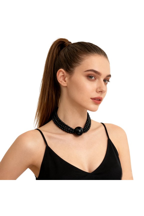 Oversized Imitation Pearls Collar Necklace Multiple Strands Fashion Accessory For Special Occasions