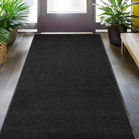 Oversized Industrial Door Mat Heavy Duty Waterproof Low Profile Easy to Clean Rubber Floormat 4 x 6 Feet Black