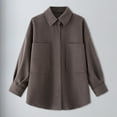 thumbnail image 1 of Oversized Jacket Ladies Long Sleeve Minimalist Solid Jacket (Coffee M), 1 of 3