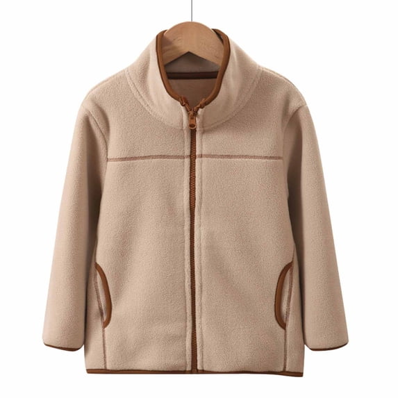 Oversized Jacket for Toddler Baby Girl New Kids Full Zip up Coats Fleece Warm Long Sleeve Soft Jackets Boys Girls Cute Outwear with Pockets Coffee 110