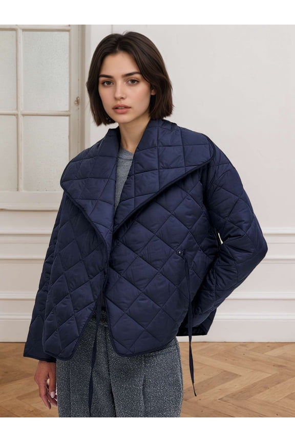 Oversized Jacket with Large Collar (L, Blue)