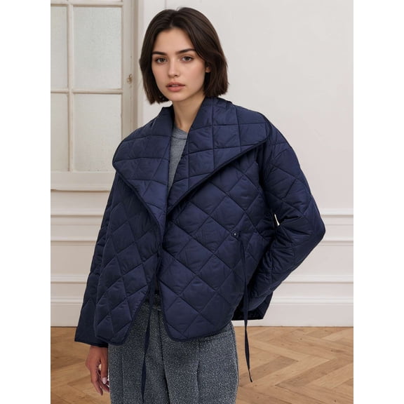 Oversized Jacket with Large Collar (S, Blue)