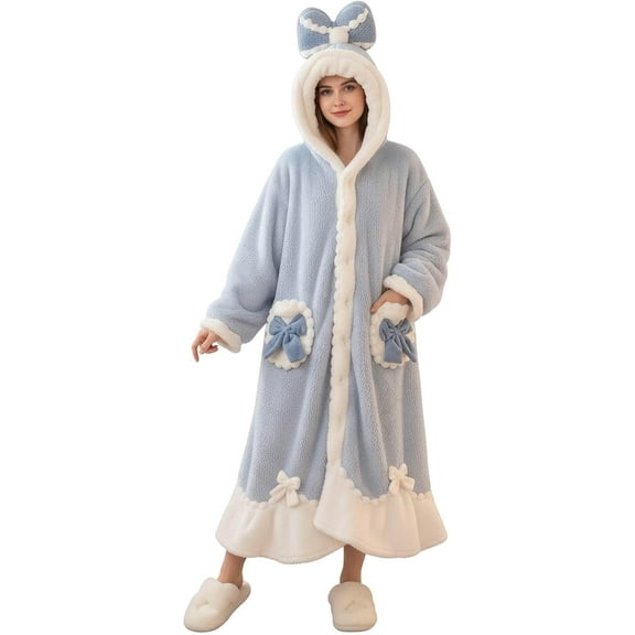 Oversized Kawaii Hoodie Pajamas for Women Cozy Cute Animal Design,Large Pockets for Home