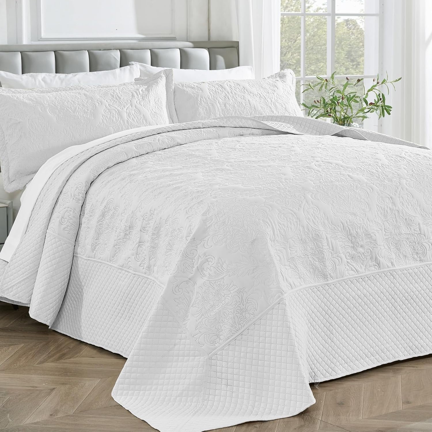 100% Cotton Farmhouse Bedspread Oversized King Bedspread 128x120 - 3-Piece  Farmhouse Floral Quilt Set, 100% Cotton Lightweight Coverlet California King  Quilt Set, image size:1500x1500