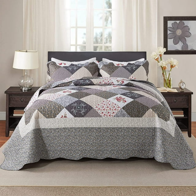 Oversized King Bedspreads California King Quilt 128x120, 4Piece Cal