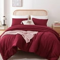 thumbnail image 1 of Oversized King Comforter Dark Red, 3pcs (1 Boho Red Comforter & 2 Pillowcases) Lightweight Oversized King Size Comforter Sets Bedding Blanket, 1 of 6