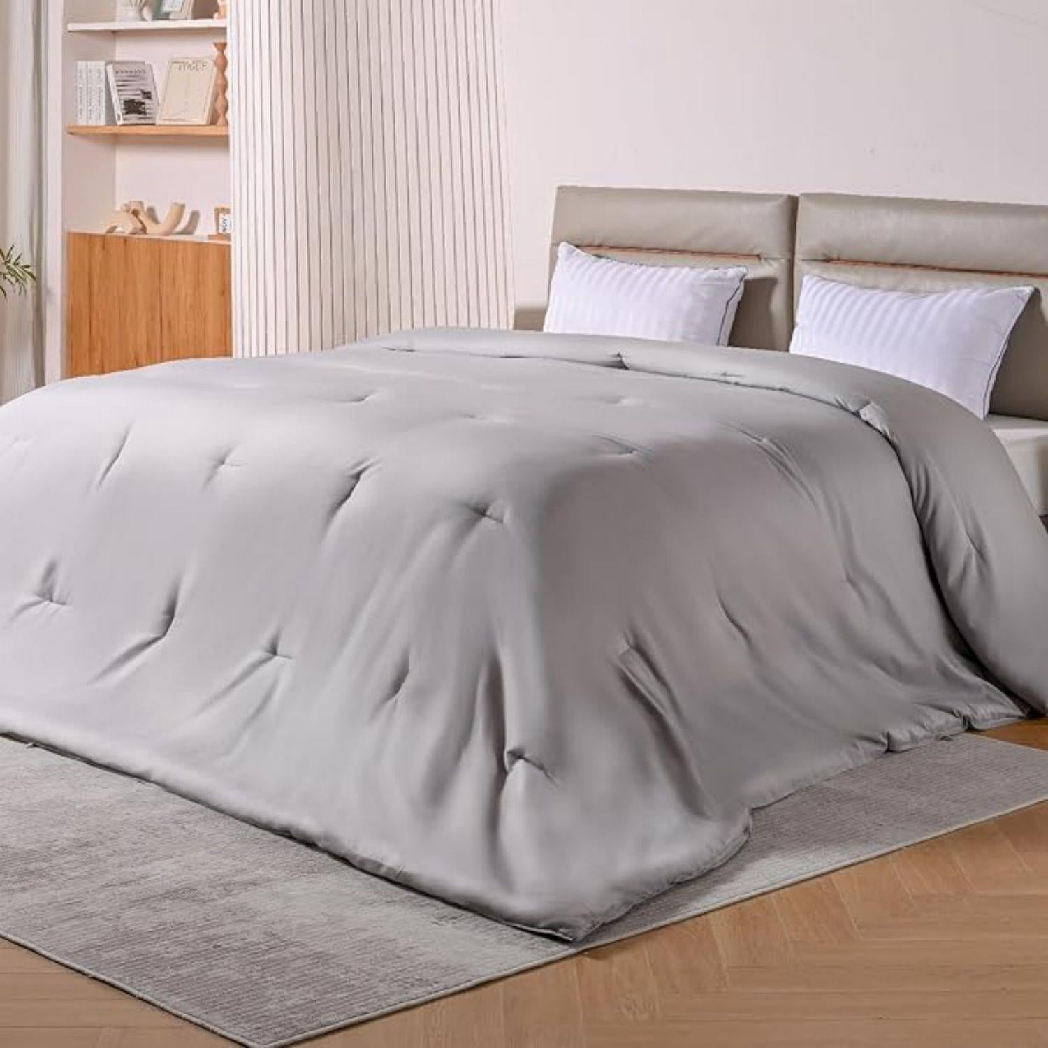 Oversized King Comforter, Lightweight Bedding Duvet Insert for All Season, Breathable Soft Down Alternative Microfiber Comforter with 8 Corner Tabs, Grey 120"x120"