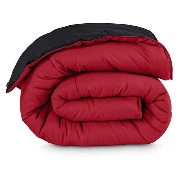 Oversized King Comforter - Reversible Colors - Goose Down - Ultra-Soft - Premium 1800 Series - All Season Warmth - Bedding Comforter (Oversized King, Black/Red)
