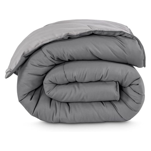 Oversized King Comforter - Reversible Colors - Goose Down - Ultra-Soft - Premium 1800 Series - All Season Warmth - Bedding Comforter (Oversized King, Grey/Light Grey)