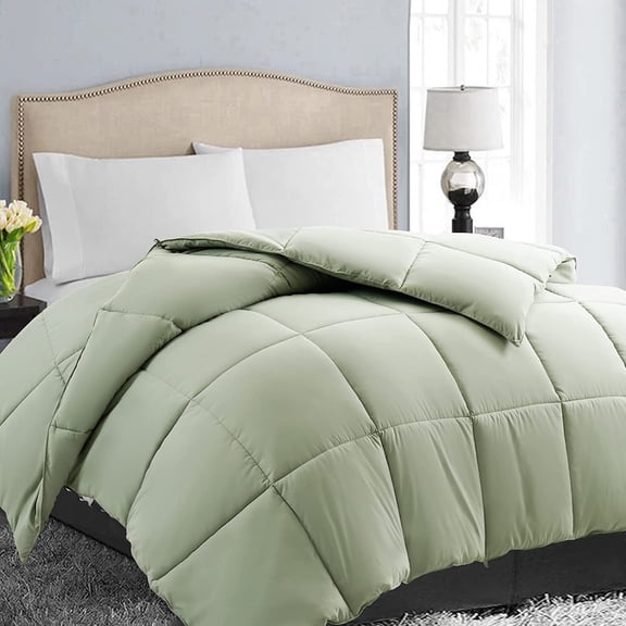 Oversized King Down Alternative Comforter Quilted Duvet Insert 98x116 Inches Sage Green