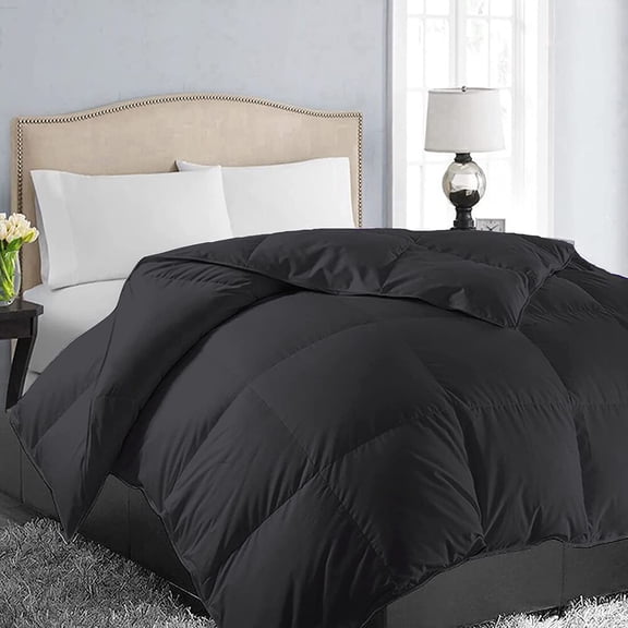 Oversized King Down Alternative Comforter Quilted Duvet Insert All Seasons Soft Lightweight with Corner Tabs Black 98x116 Inches