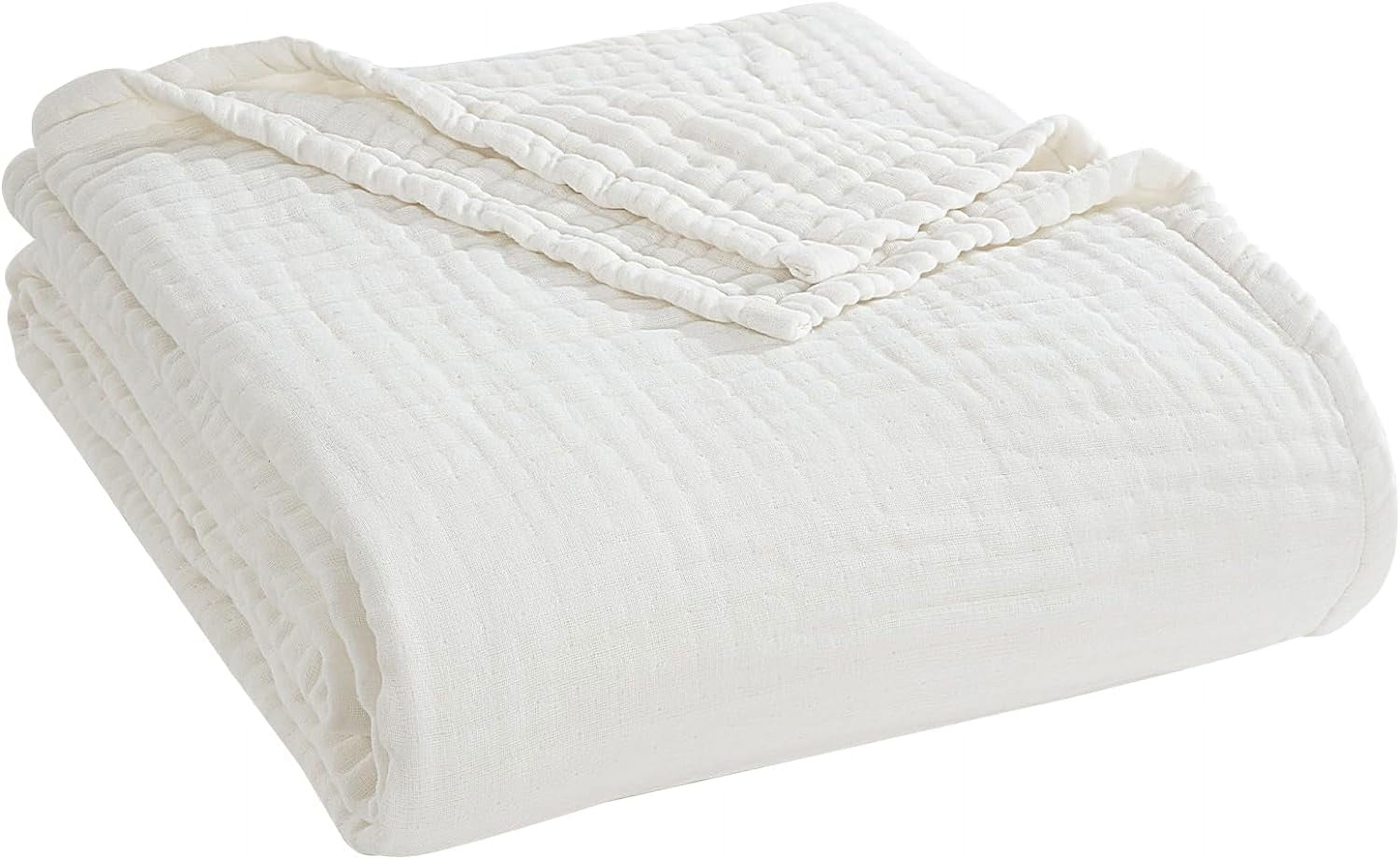 Oversized King Muslin Blanket 120x120,Pure White 100 Cotton Large Muslin Blanket for Adult