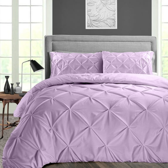 Oversized King Size Microfiber Duvet Cover Pinch Ultra Soft & Breathable 3 Piece Luxury Soft Wrinkle Free Cooling Sheet (1 Duvet Cover with 2 Pillowcases, Lilac)