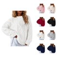 thumbnail image 1 of Oversized Knit Pullover Sweater for Women Cozy Soft Turtleneck Top Long Sleeve Casual Comfortable Fall Winter Outfit, 1 of 6