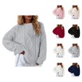 thumbnail image 1 of Oversized Knit Pullover Sweater for Women Cozy Soft Turtleneck Top Long Sleeve Casual Comfortable Fall Winter Outfit, 1 of 6