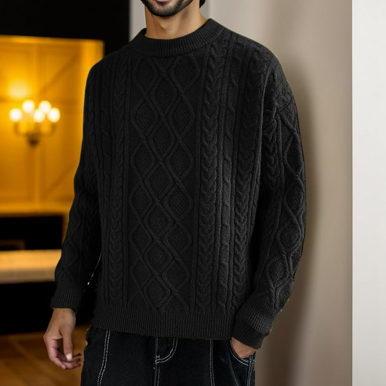 Oversized black cable knit sweater on sale