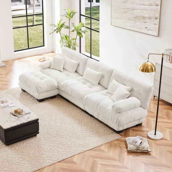 Modern Luxury Chenille Fabric Oversized L Shaped Sectional Sofa for Living Room (2208075cm)