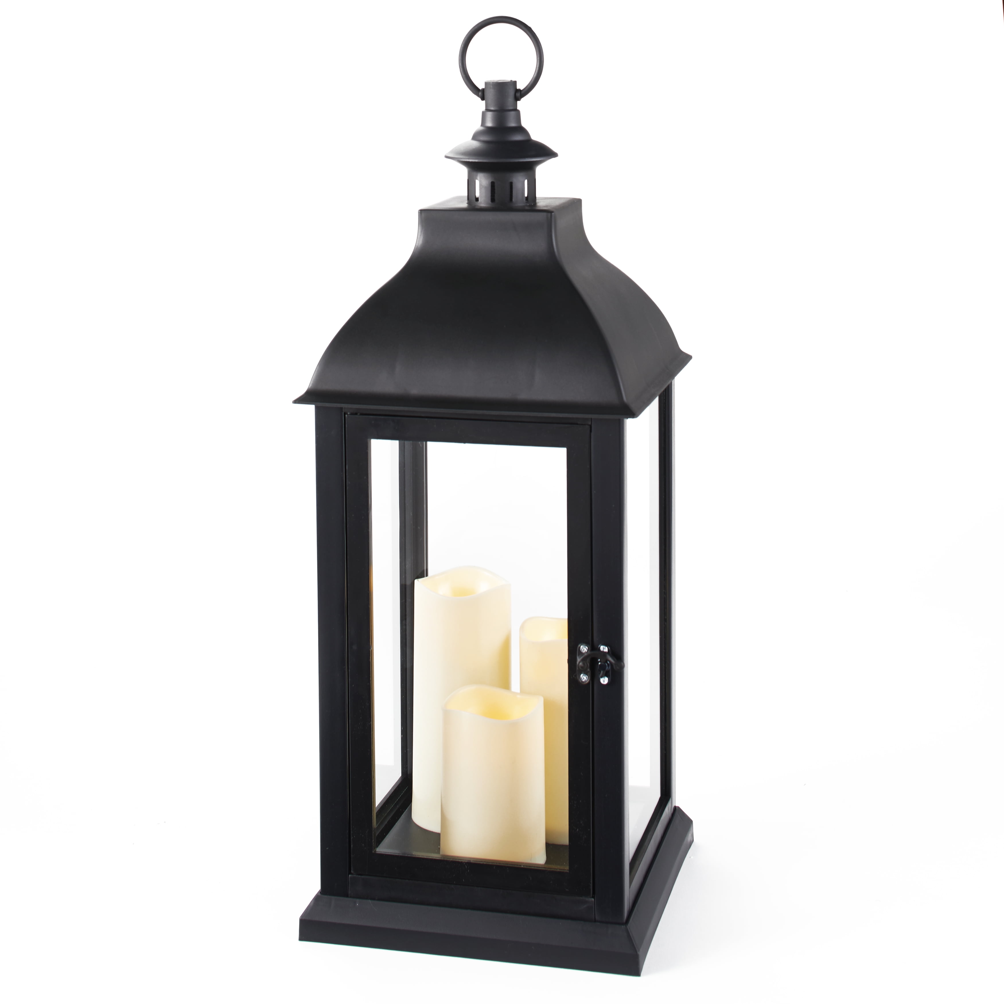 Oversized LED Candle Lantern Black