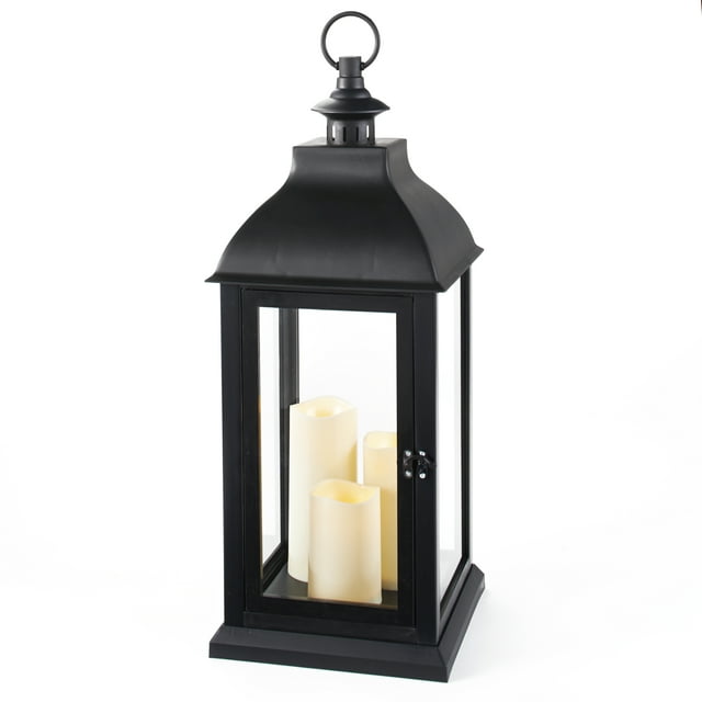 Oversized LED Candle Lantern Black - Walmart.com