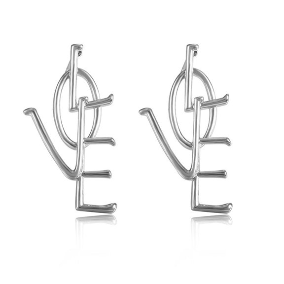 Oversized LOVE Letter Earrings, Long Drop Statement Earrings for Women