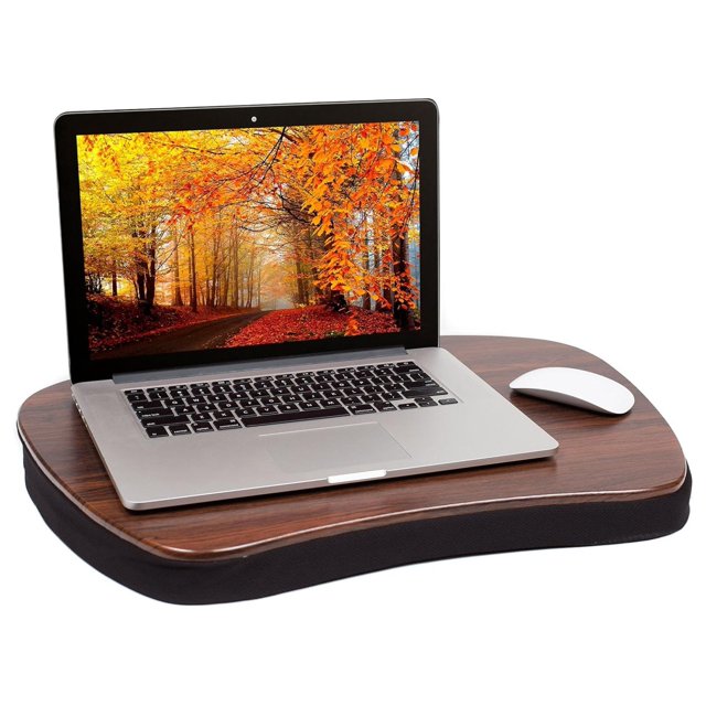 Oversized Lap Desk with Memory Foam Cushion Wood Top and Large Size