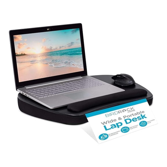 Oversized Lap Desk with Memory Foam Cushion, Wrist Rest, Portable Tray for Bed, Couch, Sofa, Recliner, Writing, Study, Compact Lapdesk, Ideal for WFH, Matte Black, Fits Laptops Up to 17"