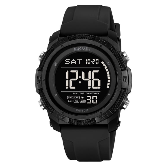 Oversized Large Digital Electronic Watch with Luminous Display, Waterproof Casual Sports Wristwatch for Men Women, Multifunctional with Date Alarm Stopwatch, Adjustable Silicone Strap