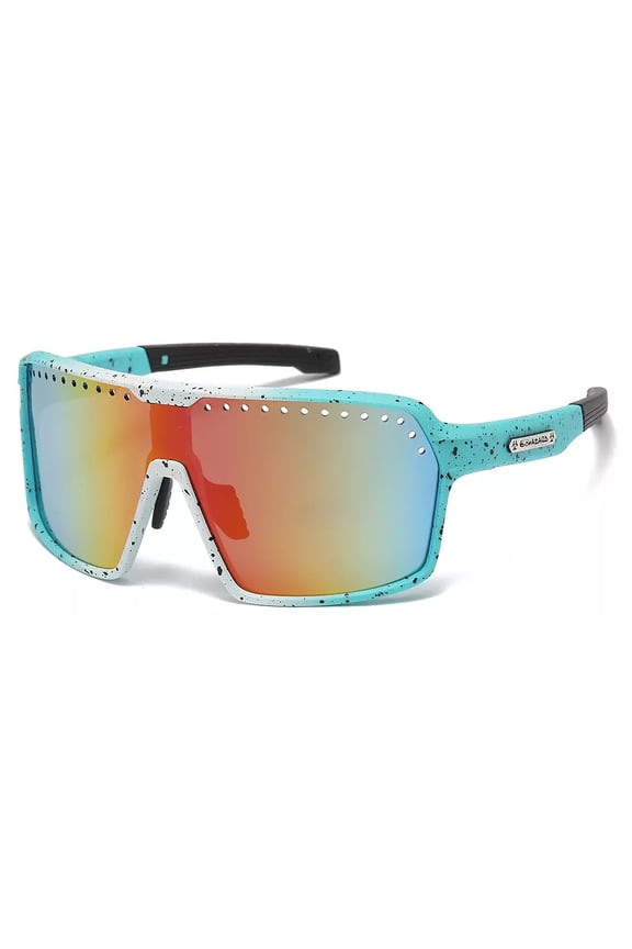 Oversized Large Sports Shield Baseball Cycling Sunglasses Orange Mirror Lens