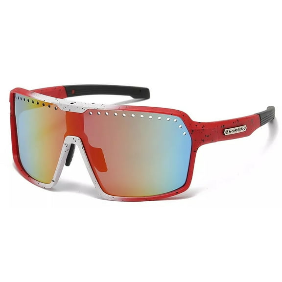 Oversized Large Sports Shield Baseball Cycling Sunglasses Orange Mirror Lens