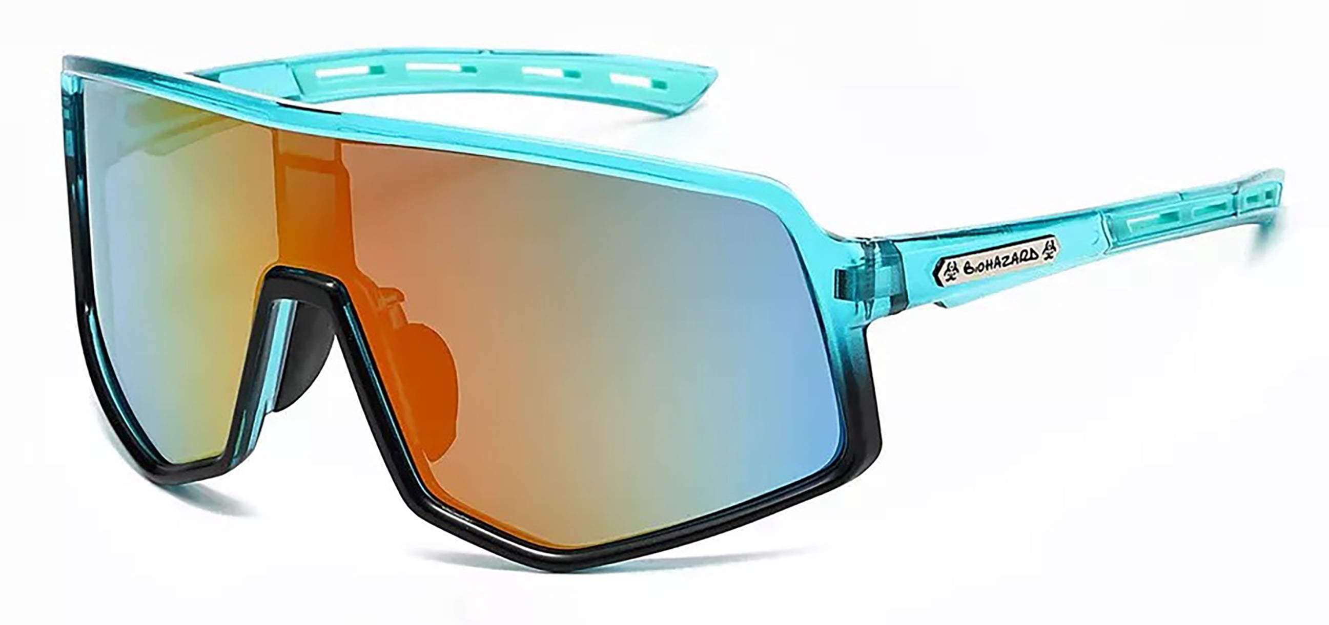 Mirrored Shield Sunglasses for Sports Cycling Baseball Amazon.com: zeroUV - Modern Fashion Flat Top Flash Mirror  main image 3