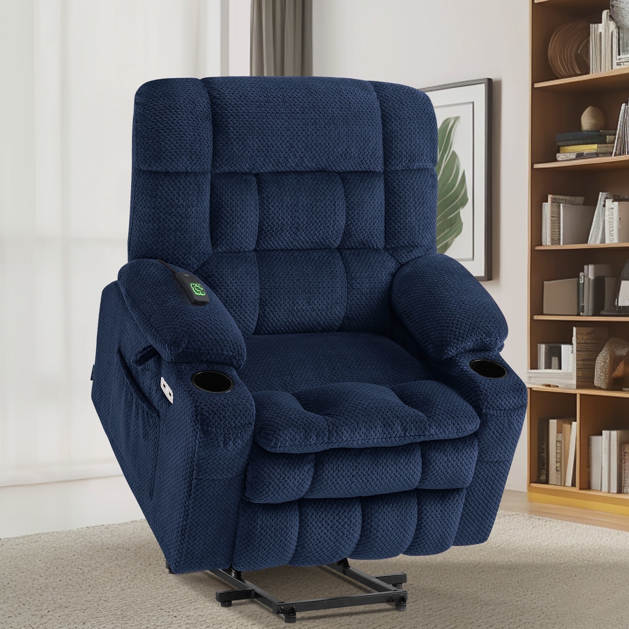 Oversized 27.2" Seat Width Dual Motor Power Recliner Lift Chair with Vibration and Heat for Height 4'6"-5'2", Infinite Position