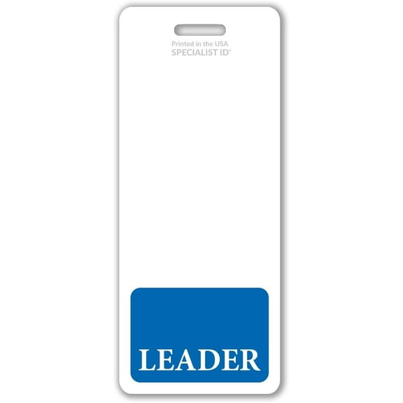 Oversized Leader Badge Buddy - Vertical Extra Large Badge Buddies for Leaders - 2 1/8 X 5 1/2 Role Identification Badge Backer Card - USA Printed by Specialist ID (Blue)