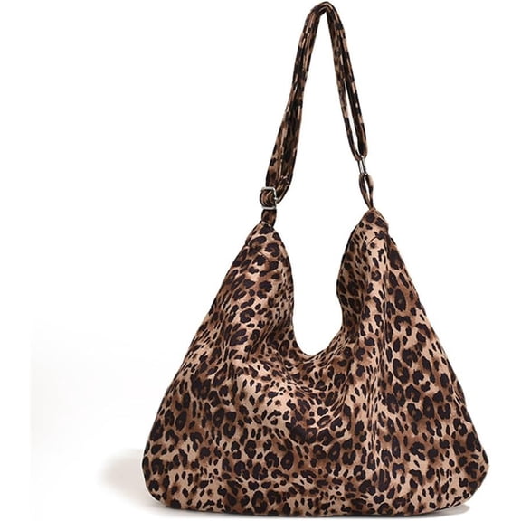 Leopard Print Hobo Shoulder Bag Canvas Slouchy Leopard Messenger Bag Large Casual Animal Print Tote Bag and Handbag