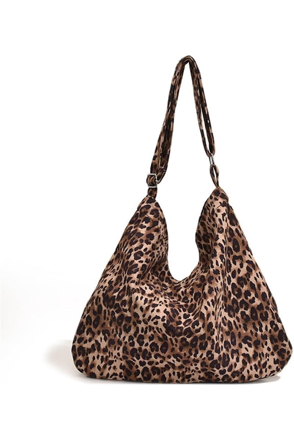 Leopard Print Hobo Shoulder Bag Canvas Slouchy Leopard Messenger Bag Large Casual Animal Print Tote Bag and Handbag
