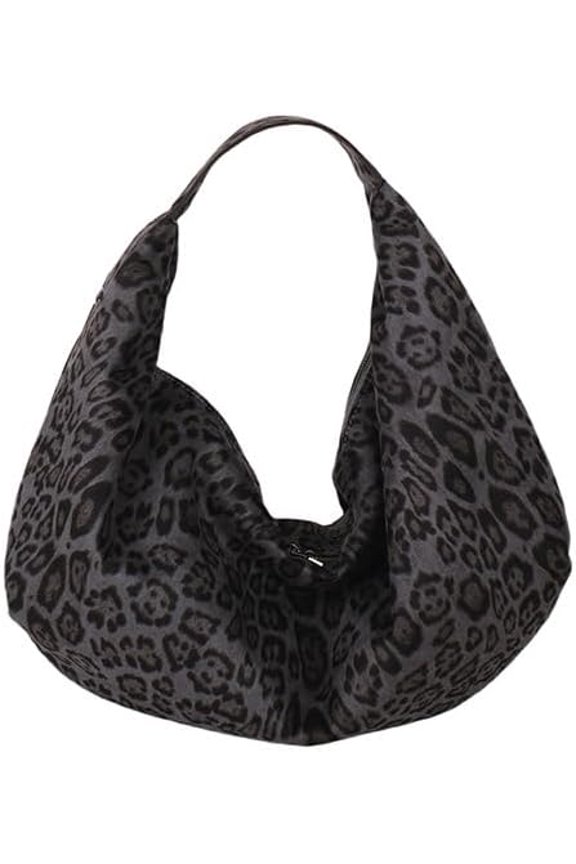 Oversized Leopard Crescent Tote Bag Large Suede Slouchy Cheetah Print Hobo Dumpling Bag Leopard Half Moon Handbag