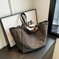 thumbnail image 1 of Oversized Leopard Prints Shoulder Bags For Women Deformable Canvas Large Capacity Shopping Totes 2023 Winter New Luxury Handbags Beige 60x33x34x19cm, 1 of 9