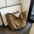 thumbnail image 1 of Oversized Leopard Prints Shoulder Bags For Women Deformable Canvas Large Capacity Shopping Totes 2023 Winter New Luxury Handbags Beige 60x33x34x19cm, 1 of 9