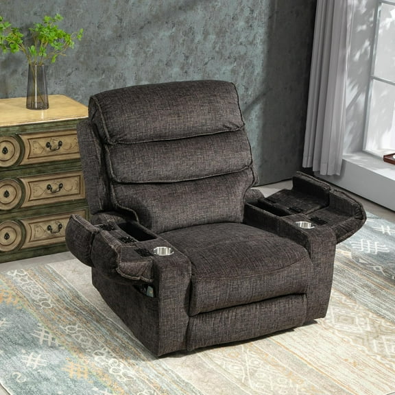 Seniors Lift and Heat Massage Recliner with Arm Storage and Cup Holders
