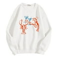 thumbnail image 1 of Oversized Lobster Graphic Swearshirts Women 2k Crewneck Long Sleeve Drop Shoulder Shirts Fashion Hoodies & Sweatshirts (White,Large), 1 of 4
