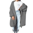 thumbnail image 1 of Oversized Long Cardigan Sweater for Women Winter Fall Casual Knitted Warm Open Front Mid Length Jackets S-3XL (3X-Large, Dark Gray), 1 of 6