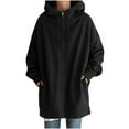 thumbnail image 1 of Oversized Long Hoodies Ladies Fall Jackets with Pockets Trendy Baggy Full-zip Hooded Drawstring Sweatshirt Coats (Large, Black), 1 of 5