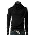 thumbnail image 1 of Oversized Long Sleeve Pullover Men's Solid Color High Neck Pullover Long Sleeved Loose Base Shirt Tops Sweater Turtleneck Sweater Men's Tops for Fall S-105 Black M, 1 of 8