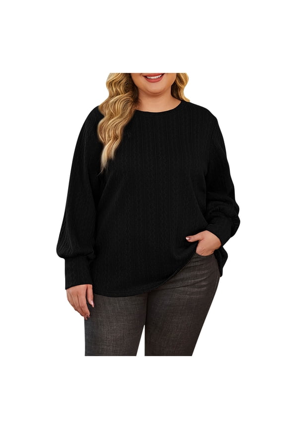 Oversized Long Sleeve Shirts for Women Casual Crew Neck Plus Size Fall Tunic Tops Blouse Fashion Winter T-Shirts
