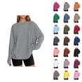 thumbnail image 1 of Oversized Long Sleeve Shirts for Women Spring Fall Casual Plain Basic Loose Fit Crewneck Shirt Blouse, 1 of 7